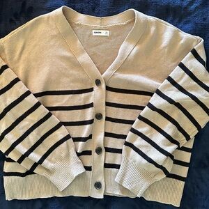 Sonoma Beige and Black Striped Cardigan